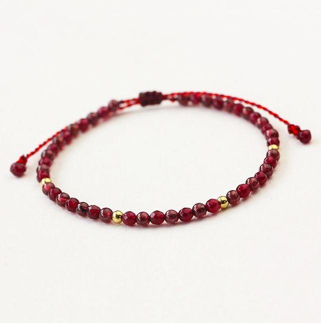 Weave Red String Garnet Bracelet for Career Success - Buddha Walks Shop