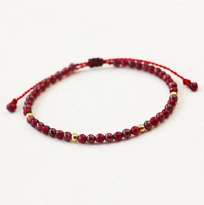 Weave Red String Garnet Bracelet for Career Success - Buddha Walks Shop