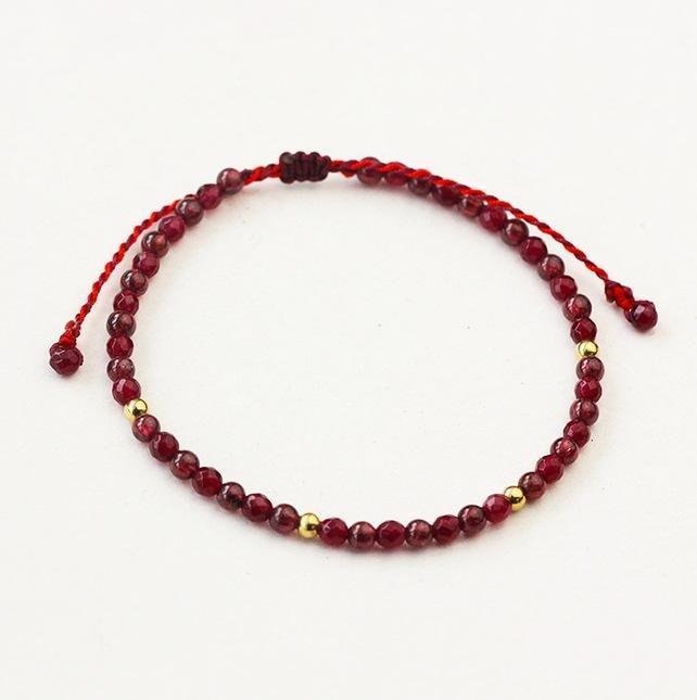 Weave Red String Garnet Bracelet for Career Success - Buddha Walks Shop