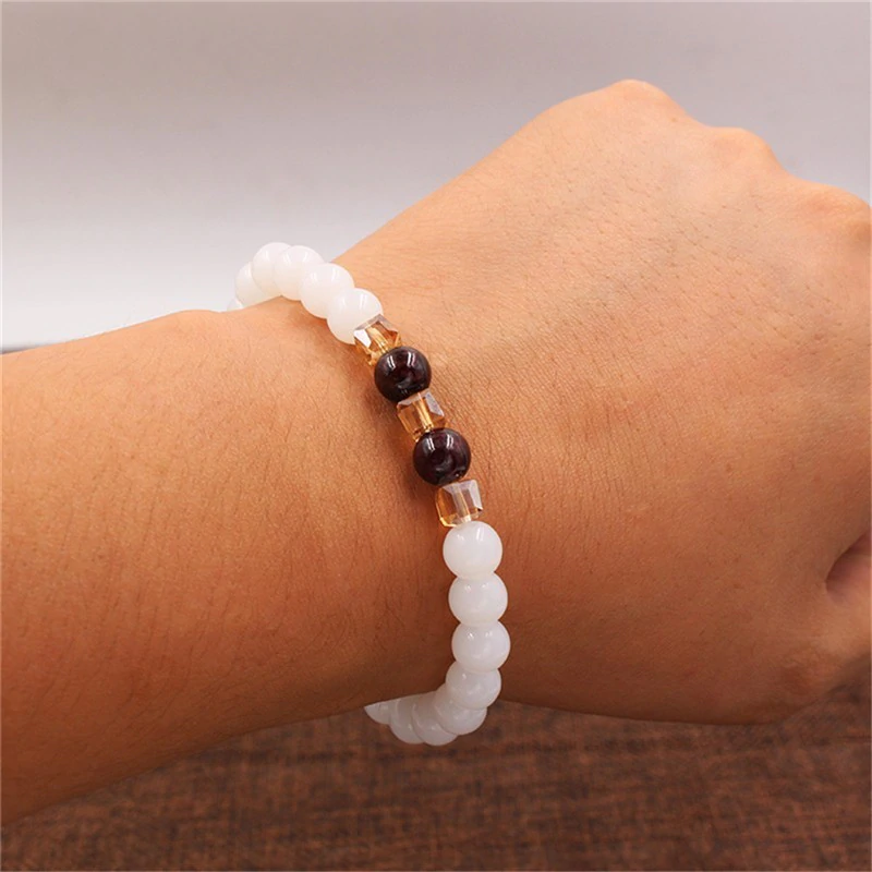 Natural White Chalcedony Positivity Bracelet - Buddha Walks Shop