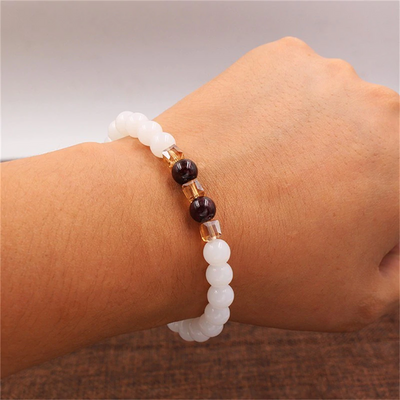 Natural White Chalcedony Positivity Bracelet - Buddha Walks Shop