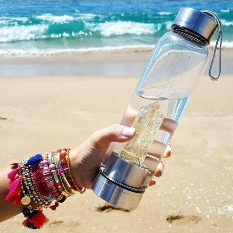Crystal Gemstone Water Bottle - Buddha Walks Shop
