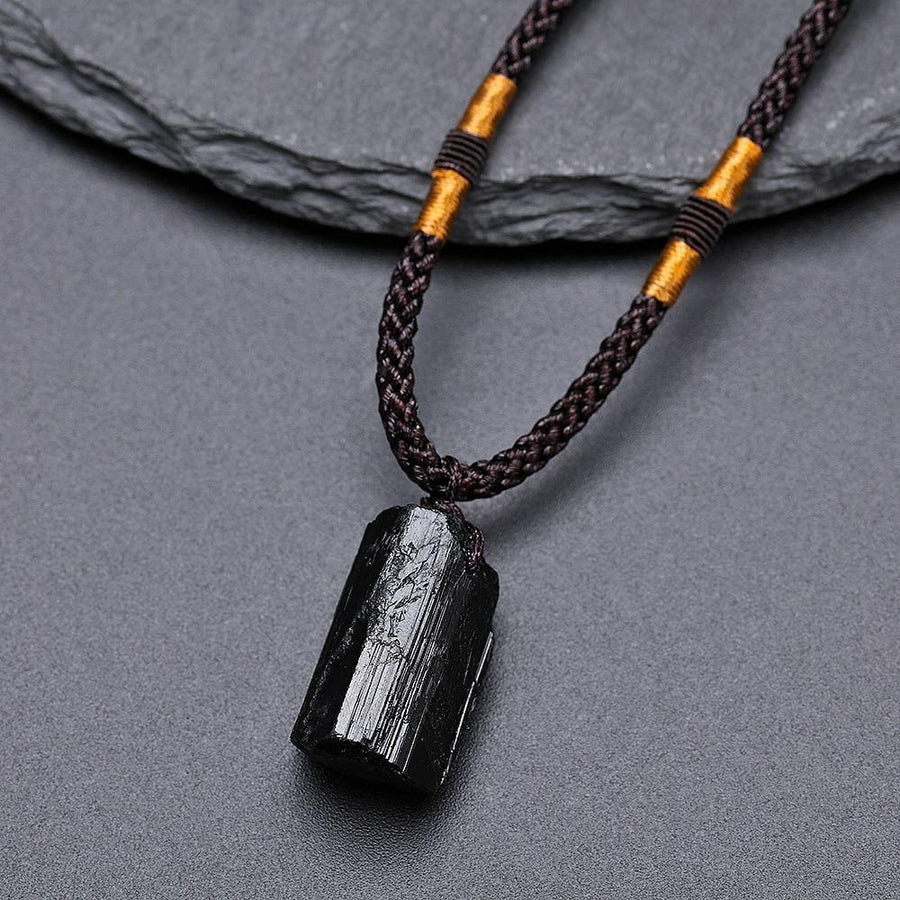 Black Tourmaline Healing Stone Necklace - Buddha Walks Shop