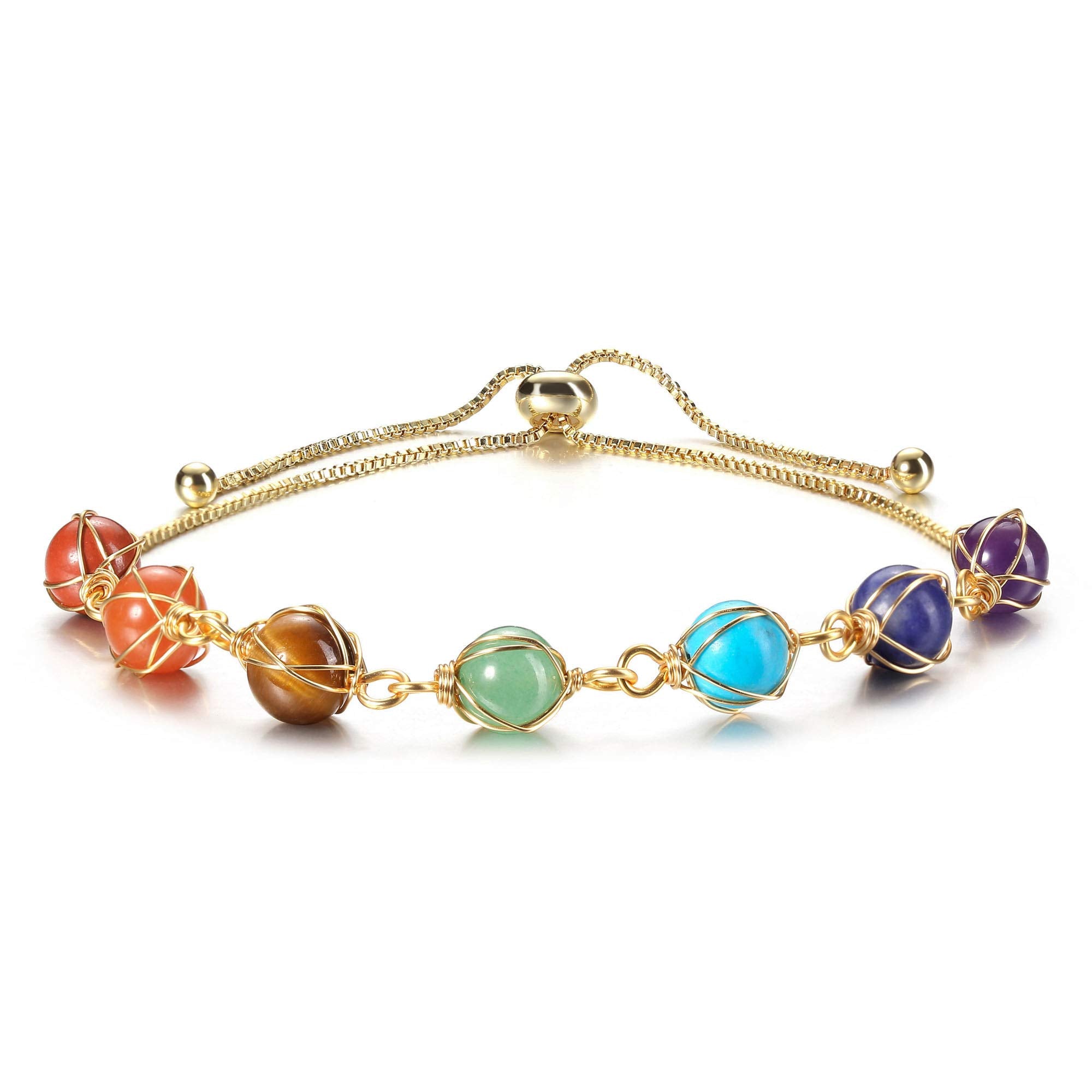 Seven Chakras Crystal Stone Bead Bracelet - Buddha Walks Shop