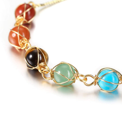 Seven Chakras Crystal Stone Bead Bracelet - Buddha Walks Shop