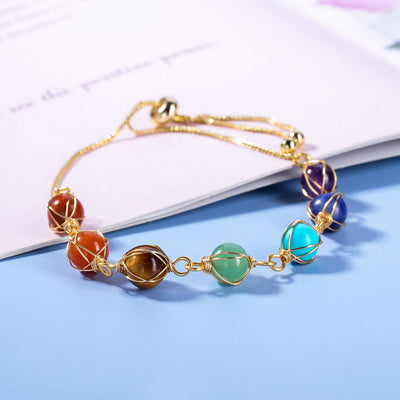 Seven Chakras Crystal Stone Bead Bracelet - Buddha Walks Shop