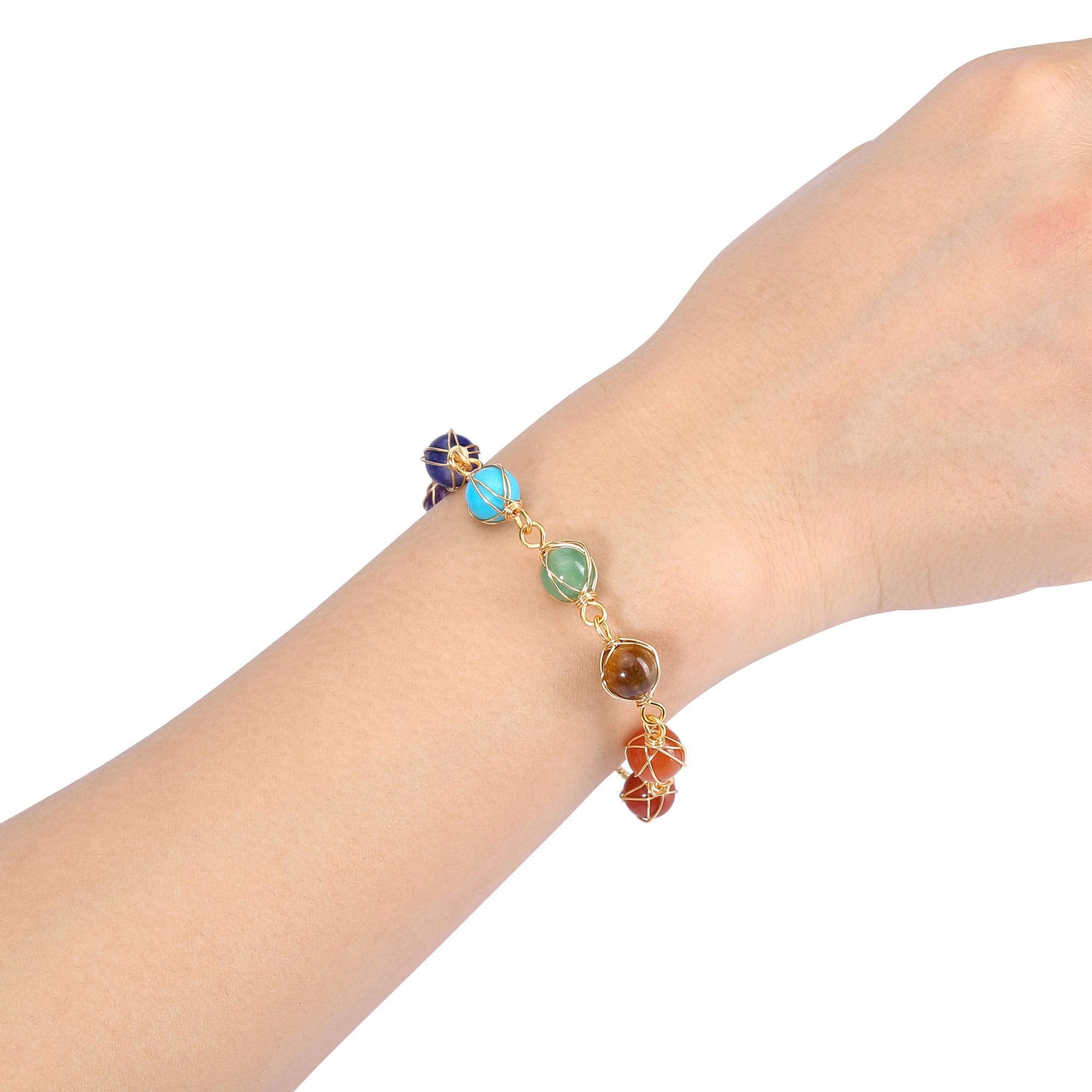 Seven Chakras Crystal Stone Bead Bracelet - Buddha Walks Shop
