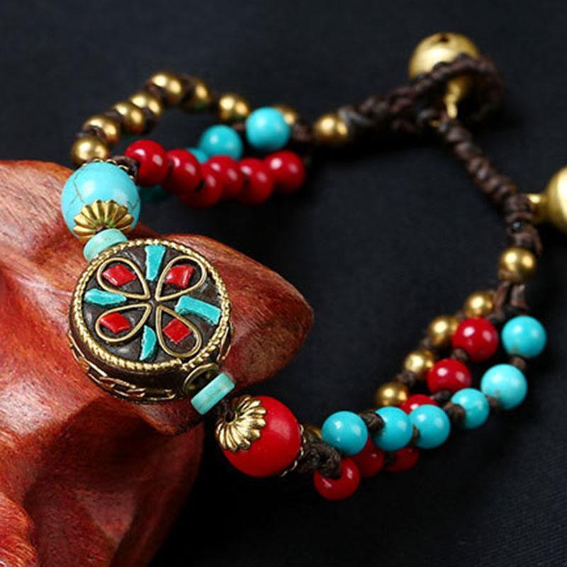 Tibetan Ethnic Turquoise Beads Bracelet - Buddha Walks Shop
