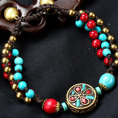 Tibetan Ethnic Turquoise Beads Bracelet - Buddha Walks Shop