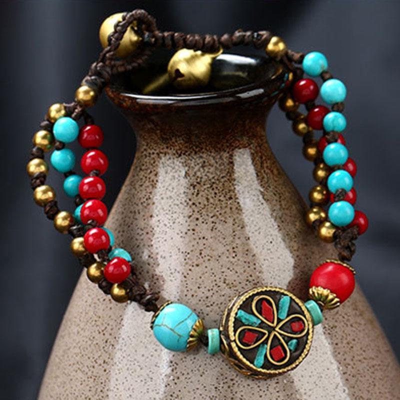 Tibetan Ethnic Turquoise Beads Bracelet - Buddha Walks Shop