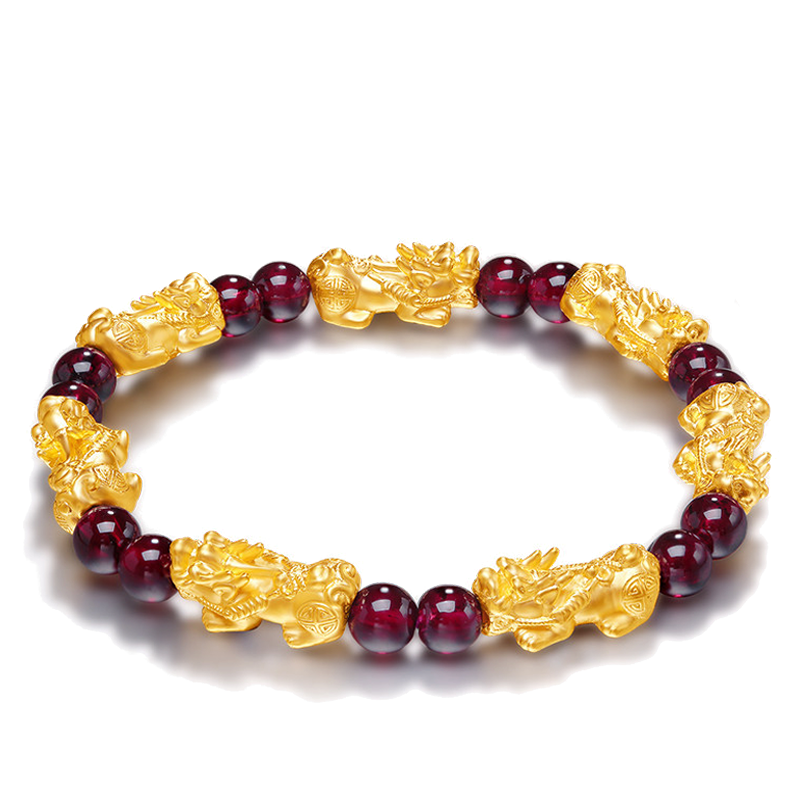 Red Garnet Lucky Pixiu Wealth Bracelet - Buddha Walks Shop
