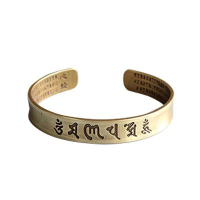 Tibetan Buddhist Mantra Brass Bangle - Buddha Walks Shop